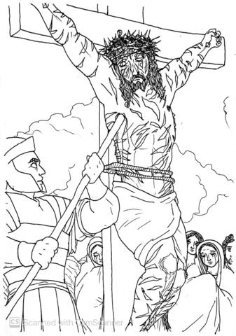 The Soldier Took A Lance And Thrust It Into Jesuss Side Coloring Page